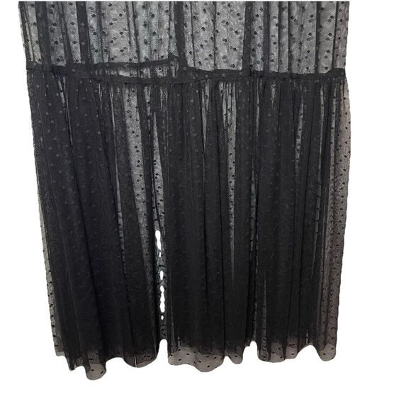 Sheer Maxi Dress Size S Goth Romantic Gown Club Witchy Sexy Ruffle Cuffs Mesh - Picture 5 of 9
